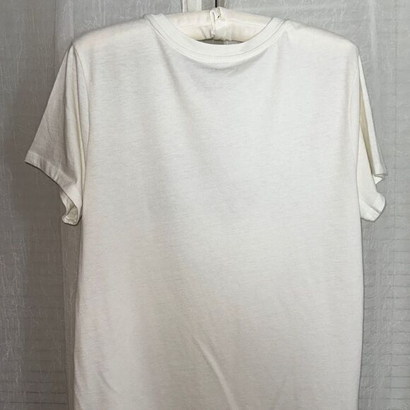 Lucky Brand S Ivory Classic Navy Logo Short Sleeve Tee Cloud Dancer - Picture 4 of 11